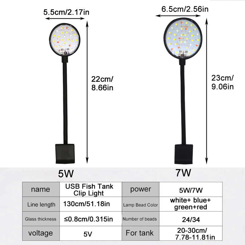 Lámpara LED USB para acuario,  - Aquarium Planted Tank Light reseña y precio