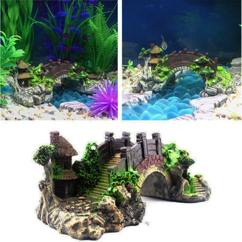 Acuario pecera Vintage puente  - Aquarium Planted Background reseña y precio